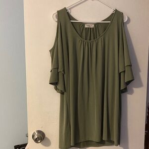 Olive Green Cold Shoulder Blouse